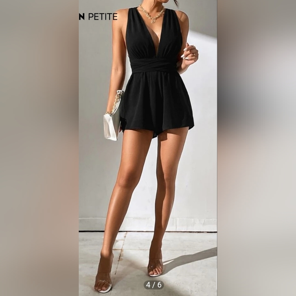 SHEIN Black Halter Neck Romper